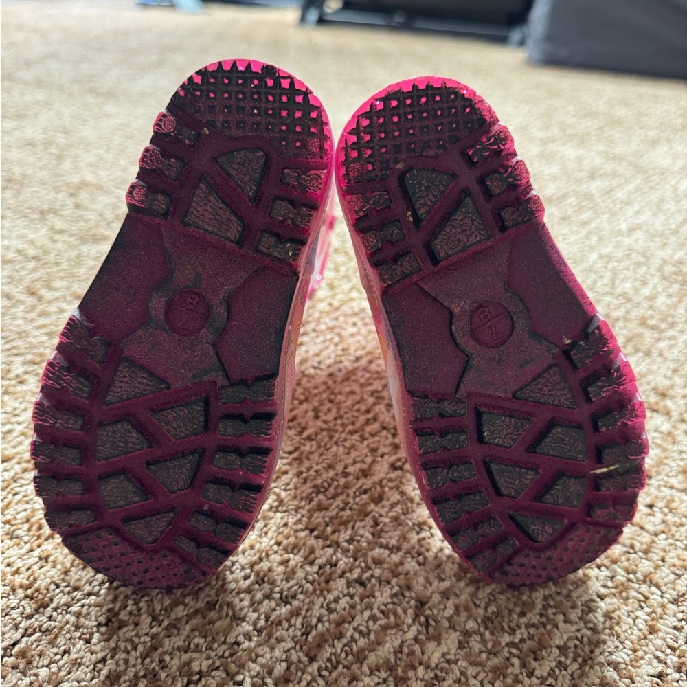 Toddler Girl Pink Floral and Unicorn Rain Boots Size 7/8 - Picture 4 of 4